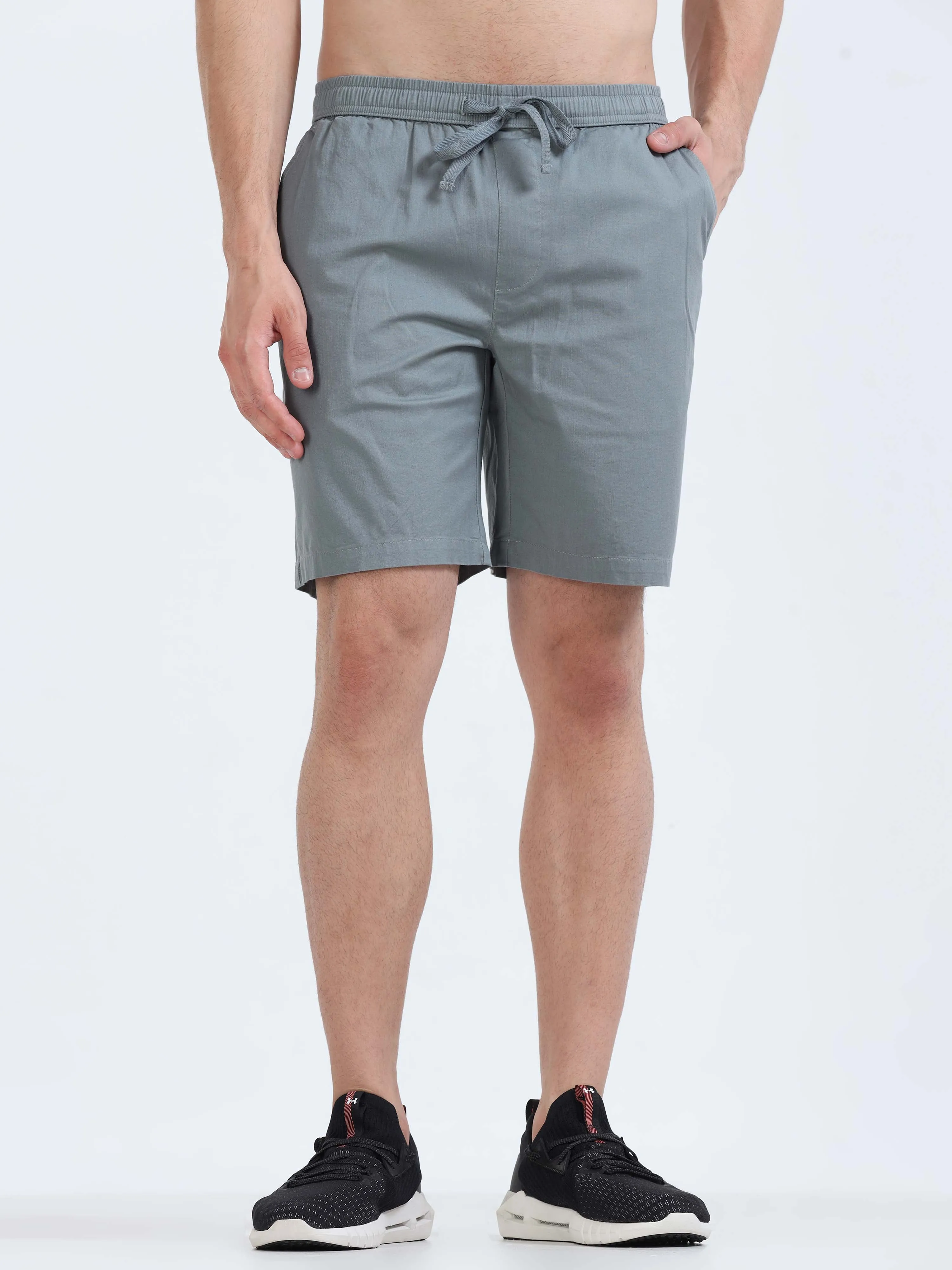 Soft Cotton Steel Grey Basic Shorts