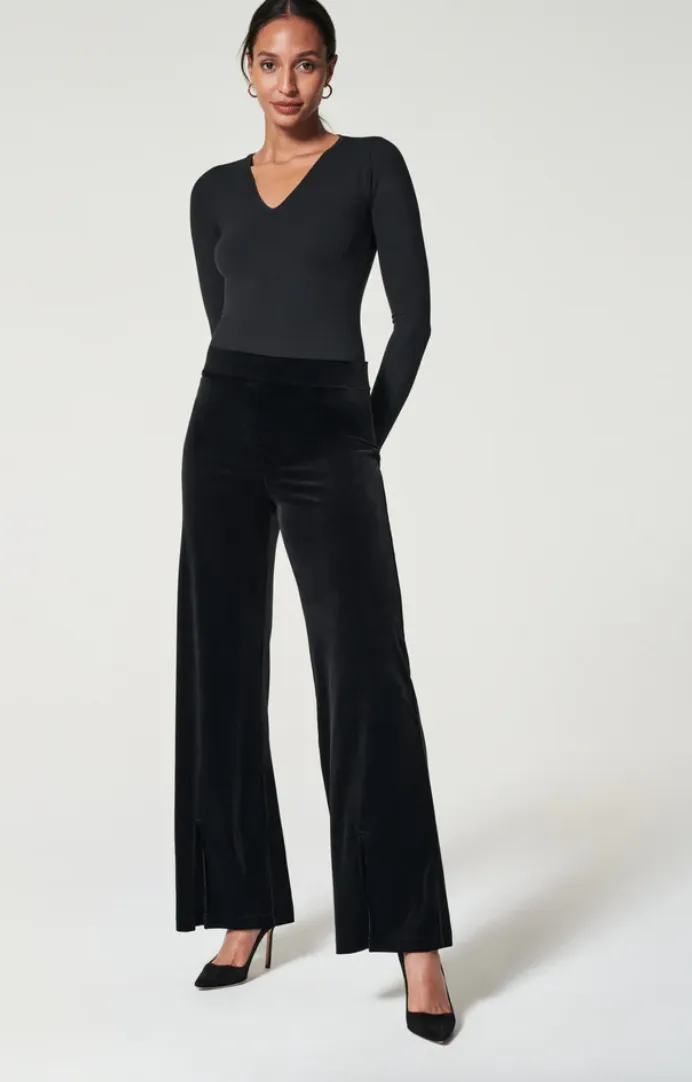 Spanx Velvet Front Slit Pant Very Black