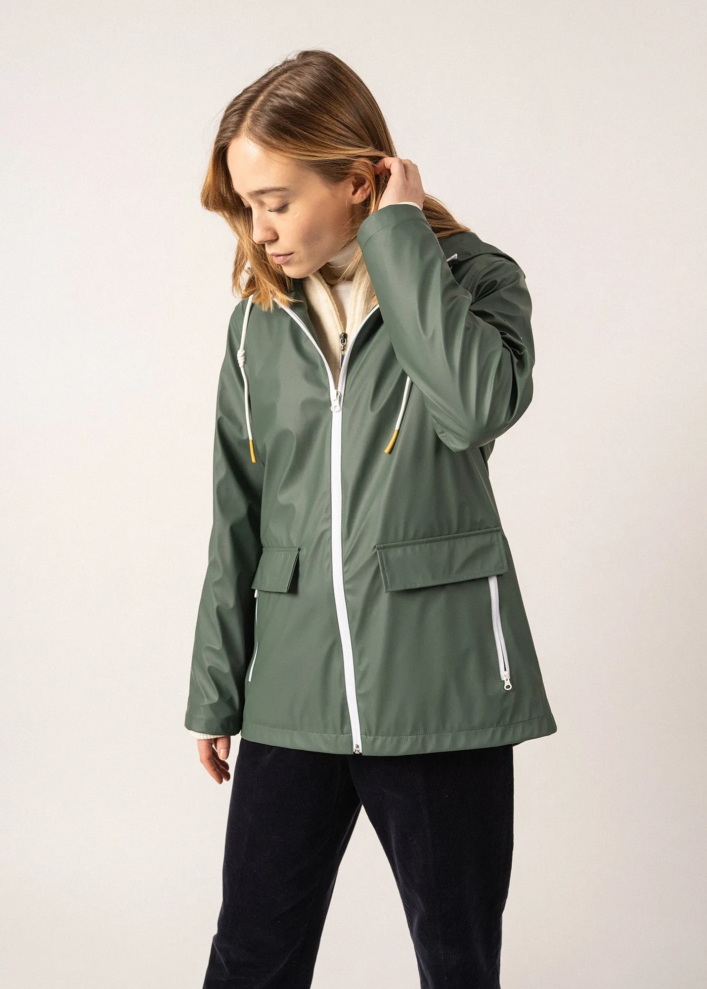 Ste Gabrielle hooded raincoat - lined (VEGETAL)