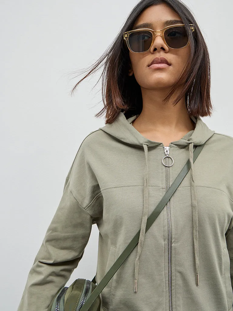 Studiofit Sage Solid Cotton Jacket