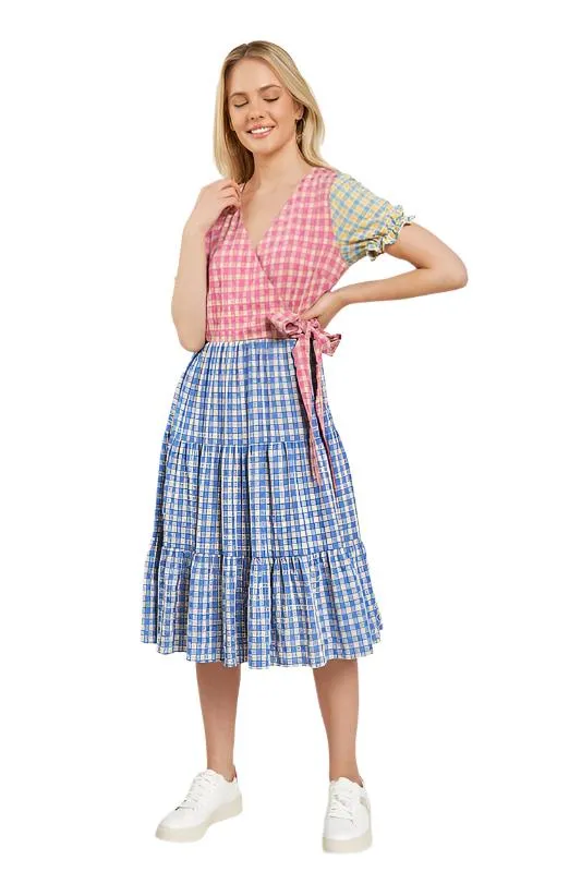 TEEK - PLUS SIZE MULTICOLOR BLOCK GINGHAM DRESS