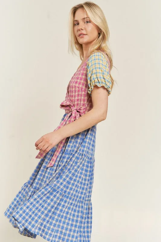 TEEK - PLUS SIZE MULTICOLOR BLOCK GINGHAM DRESS