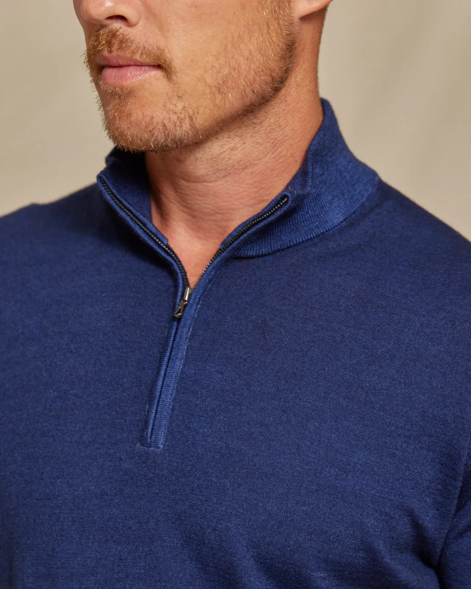 The Archer - LS Lightweight MERINOmax 1/4 Zip Sweater - Navy