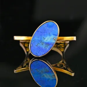 Unique Vintage Gold Filigree Lapis Lazuli Ring