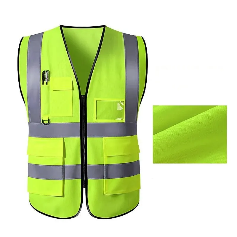 Unisex High Visibility Sleeveless Waistcoat with reflective stripes. Ideal for Security, Warehouse Workers, Cycling