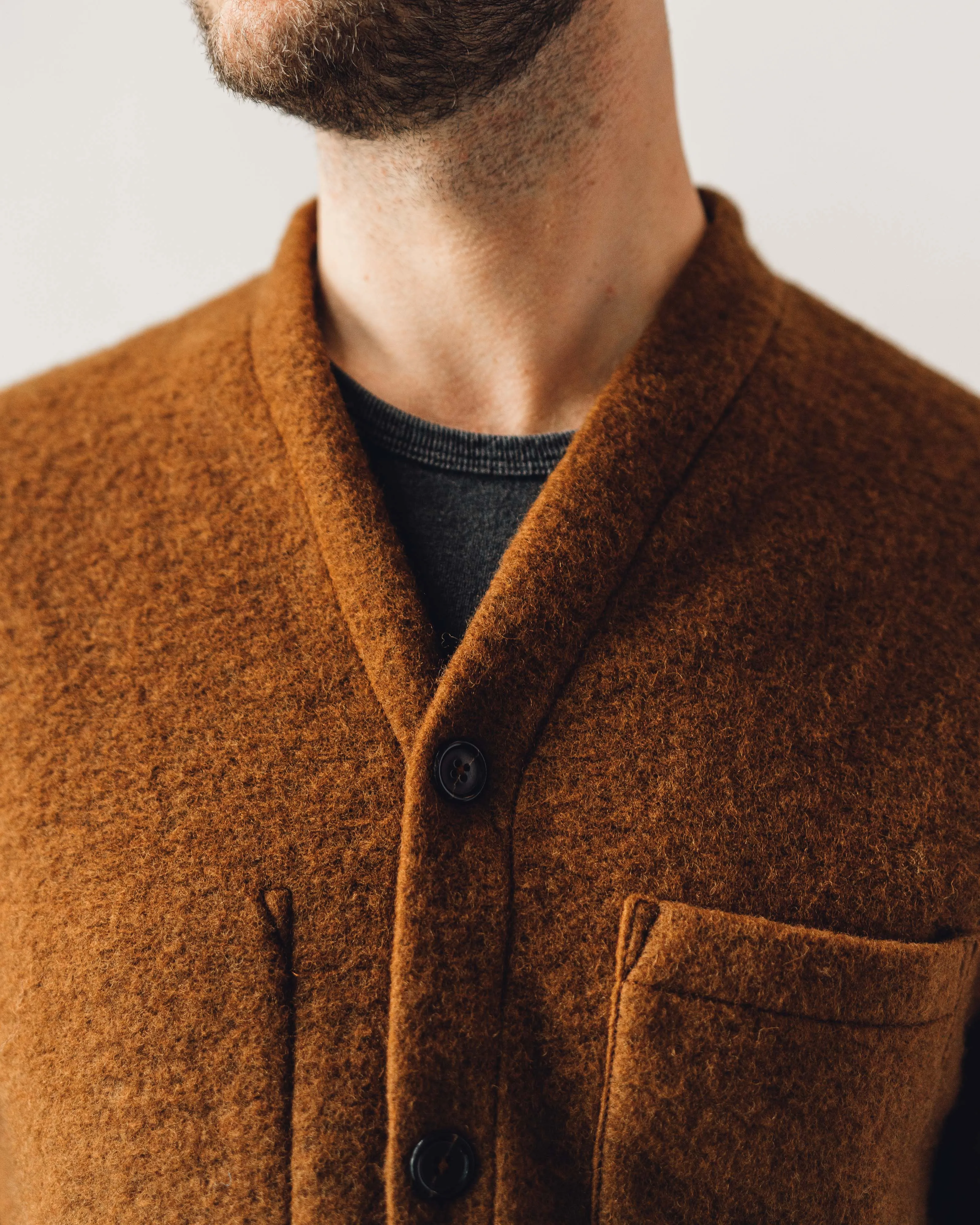 Universal Works Fleece Cardigan, Rust