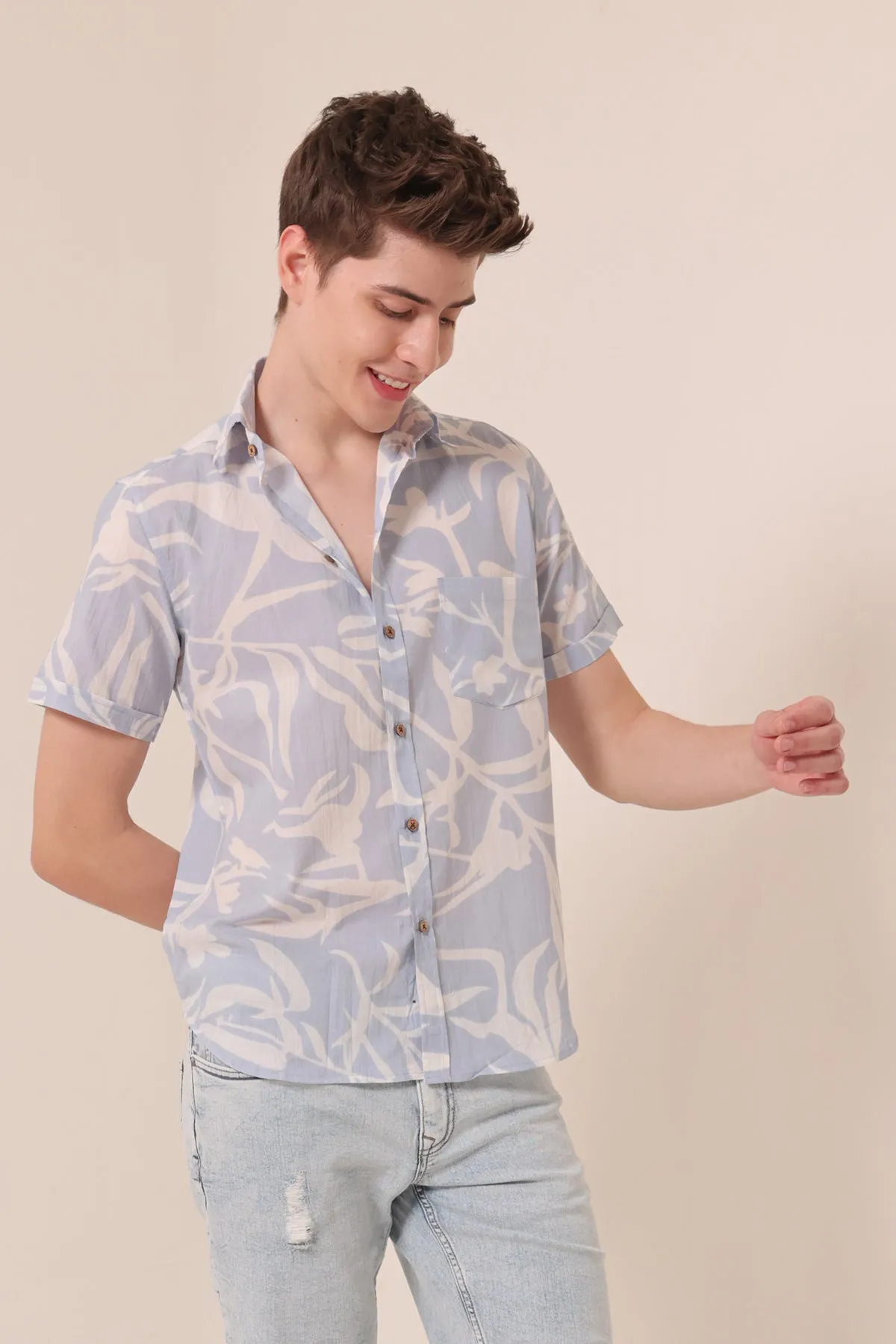 Vanilla Sky  print cotton shirt half sleeves | Style Matters