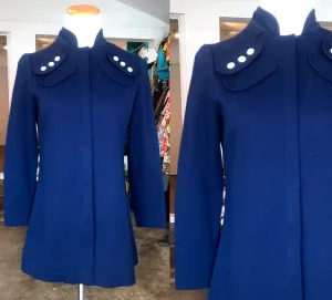 Vintage 1960's Mod Space Age Navy Blue White Button Jacket