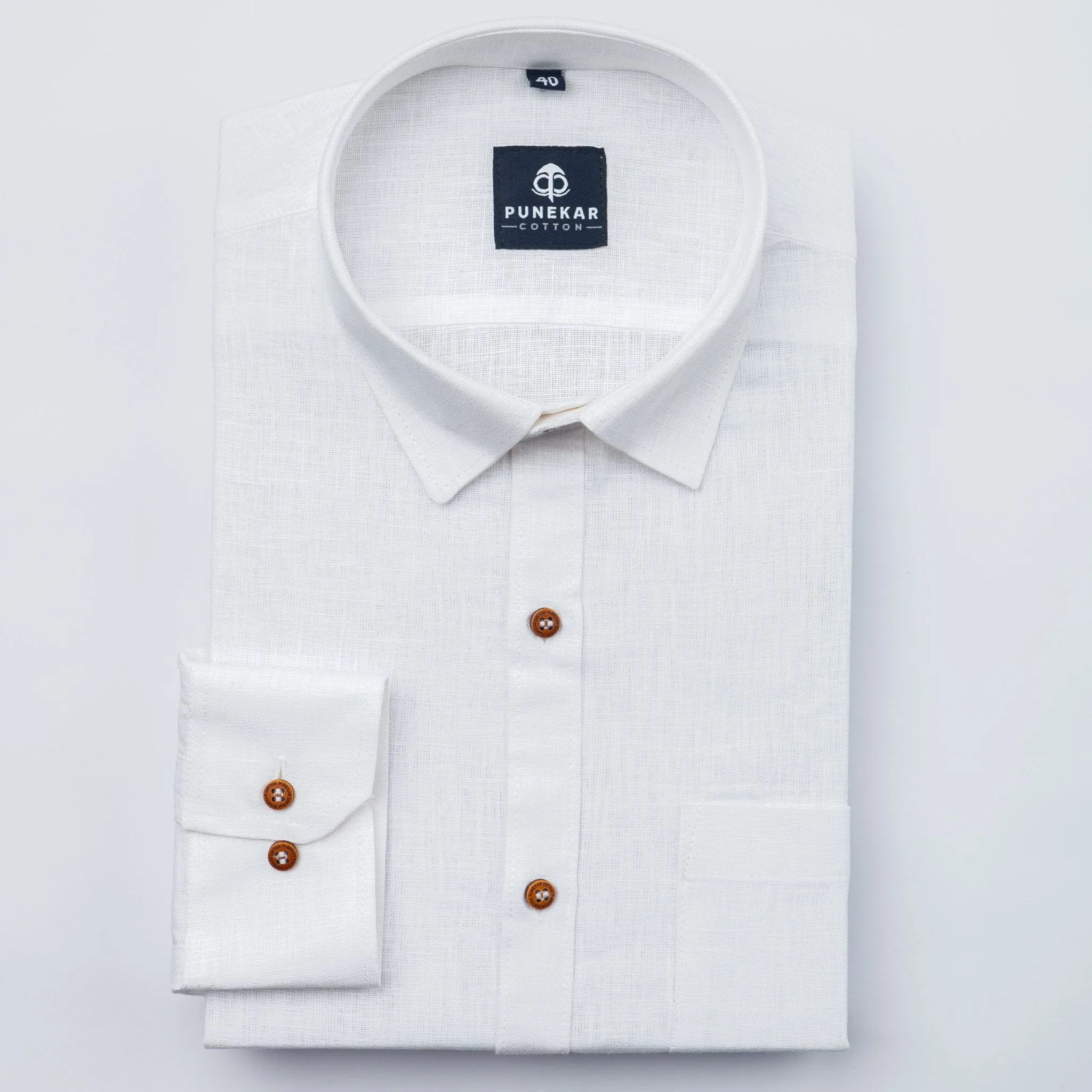 White Color Linen Formal Shirts For Men