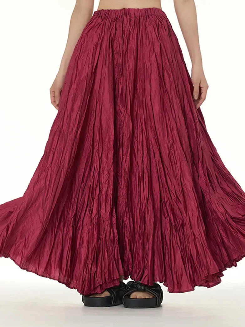 Women Renaissance Skirts Pleated Textured Oversize Skirt