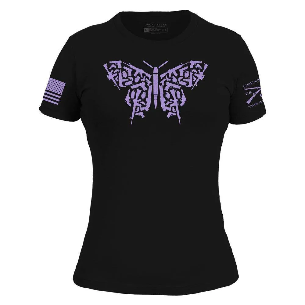 Women's 2A Butterfly Slim Fit T-Shirt - Black