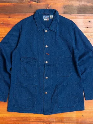 Yarn Dyed Sashiko Railroad Jacket in Indigo