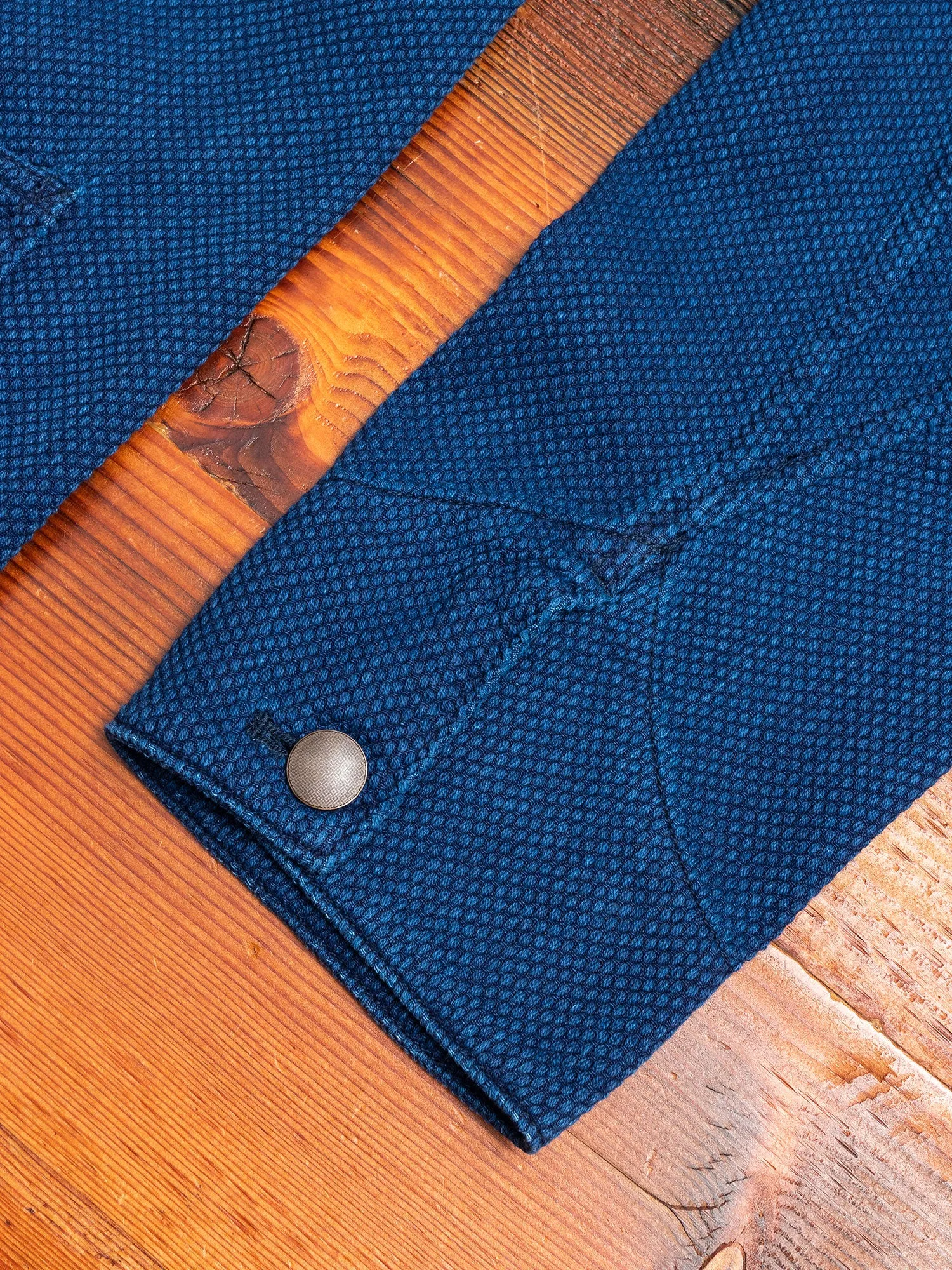 Yarn Dyed Sashiko Railroad Jacket in Indigo